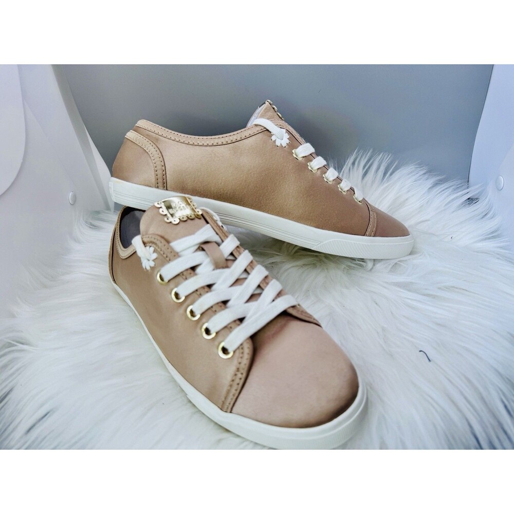 Jack Rogers Lia Satin Sneakers Champagne Gold Womens 7.5 B Rope Trim Luxury Low